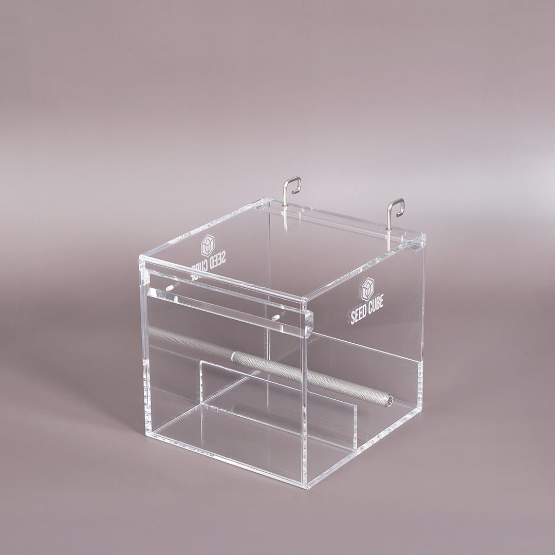 Acrylic bird feeder for budgies and cockatiels – Seed Cube
