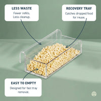 Seed Cube Small Easy-Tray recovery trays catching dropped bird food for reuse, designed to reduce waste and refills.