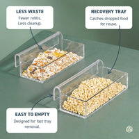 Seed Cube Small Easy-Tray recovery trays catching dropped bird food for reuse, designed to reduce waste and refills.