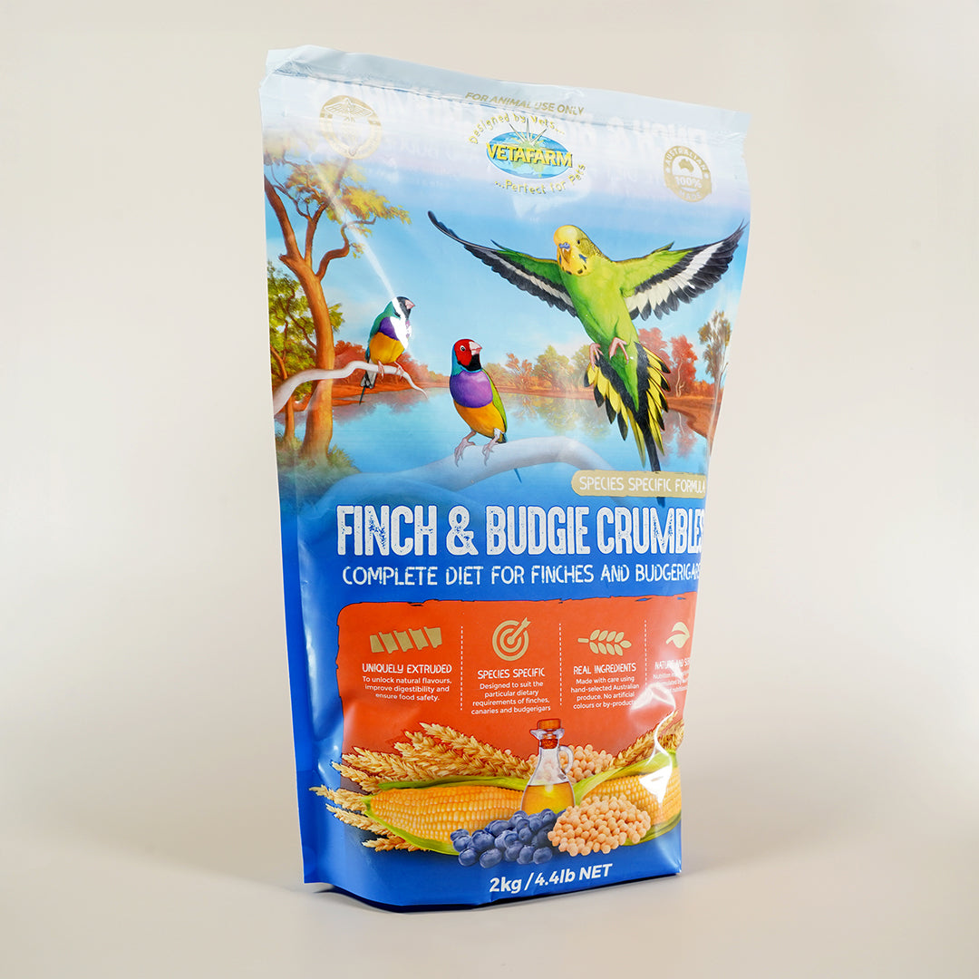 Nutritionally balanced food for finches and budgies – Vetafarm Crumbles

