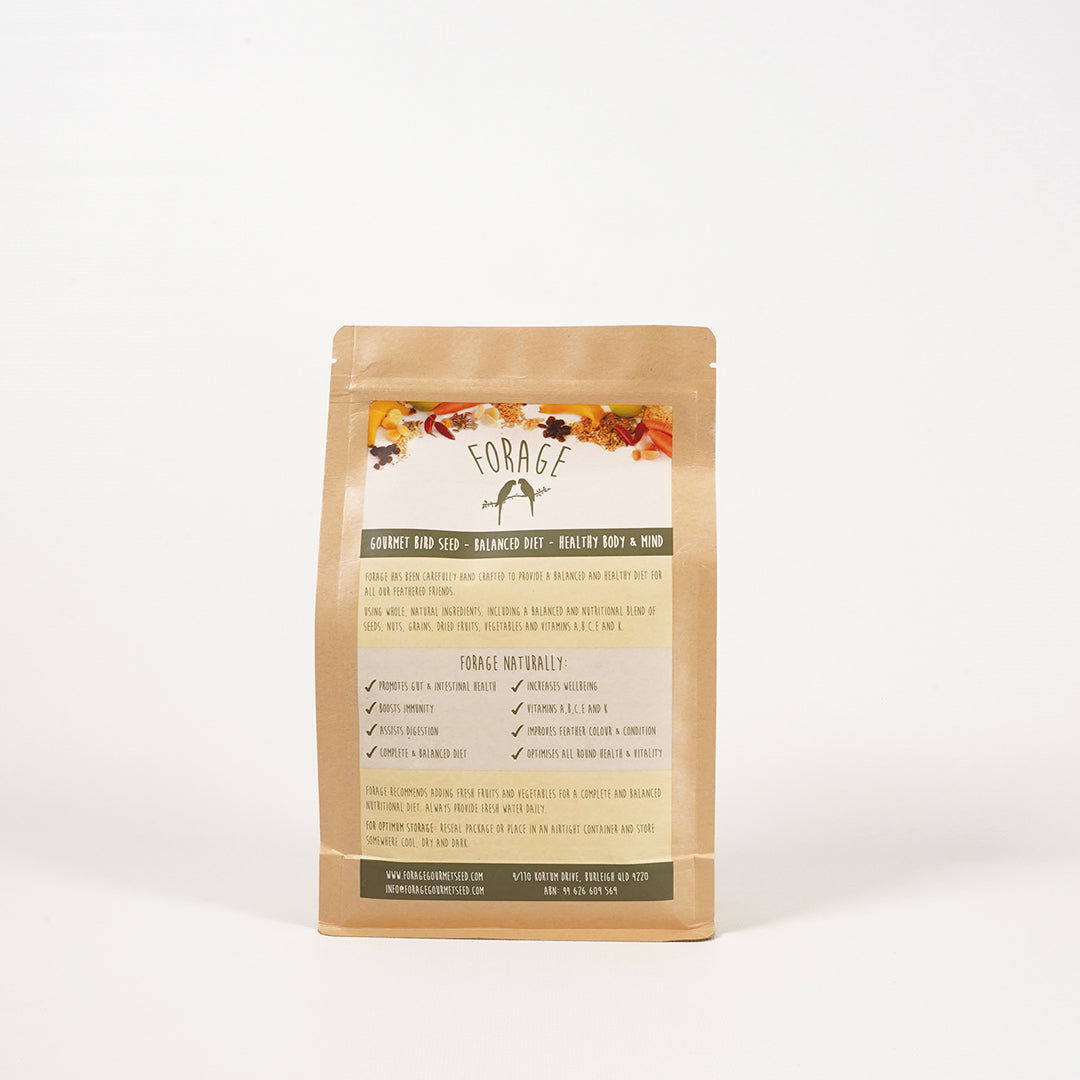 Digestive health-focused Forage Gourmet seed blend for Galahs, Corellas, and Cockatoos
