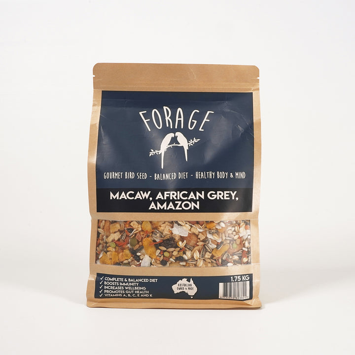 Immunity boosting Forage Gourmet seed mix for Macaw, African Grey & Amazon vitality
