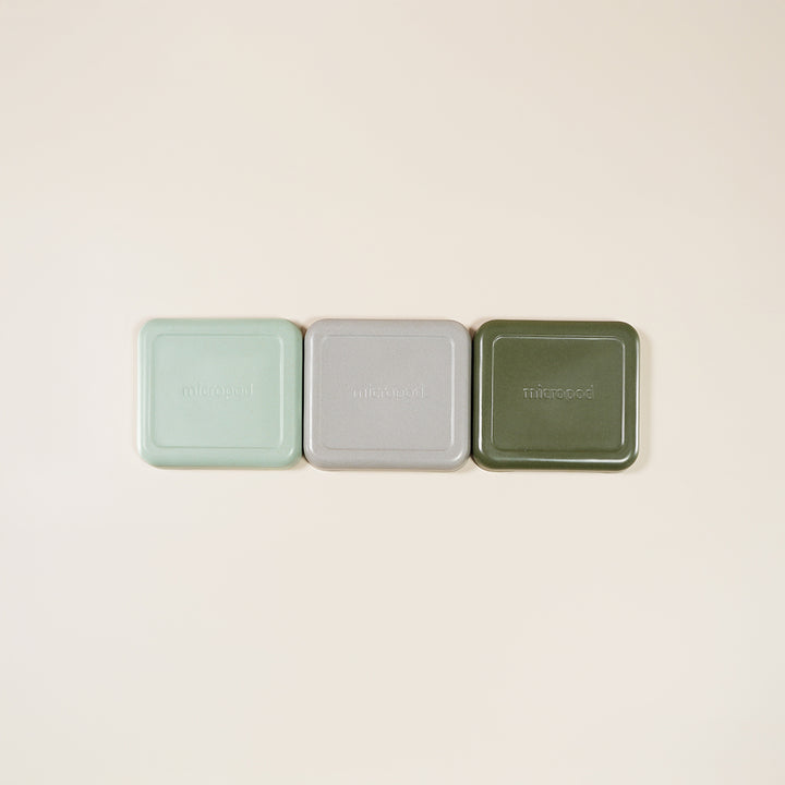 Set of three Micropod small lids in different colours, designed to cover trays during germination and support clean microgreens growth with Seed Cube feeding.