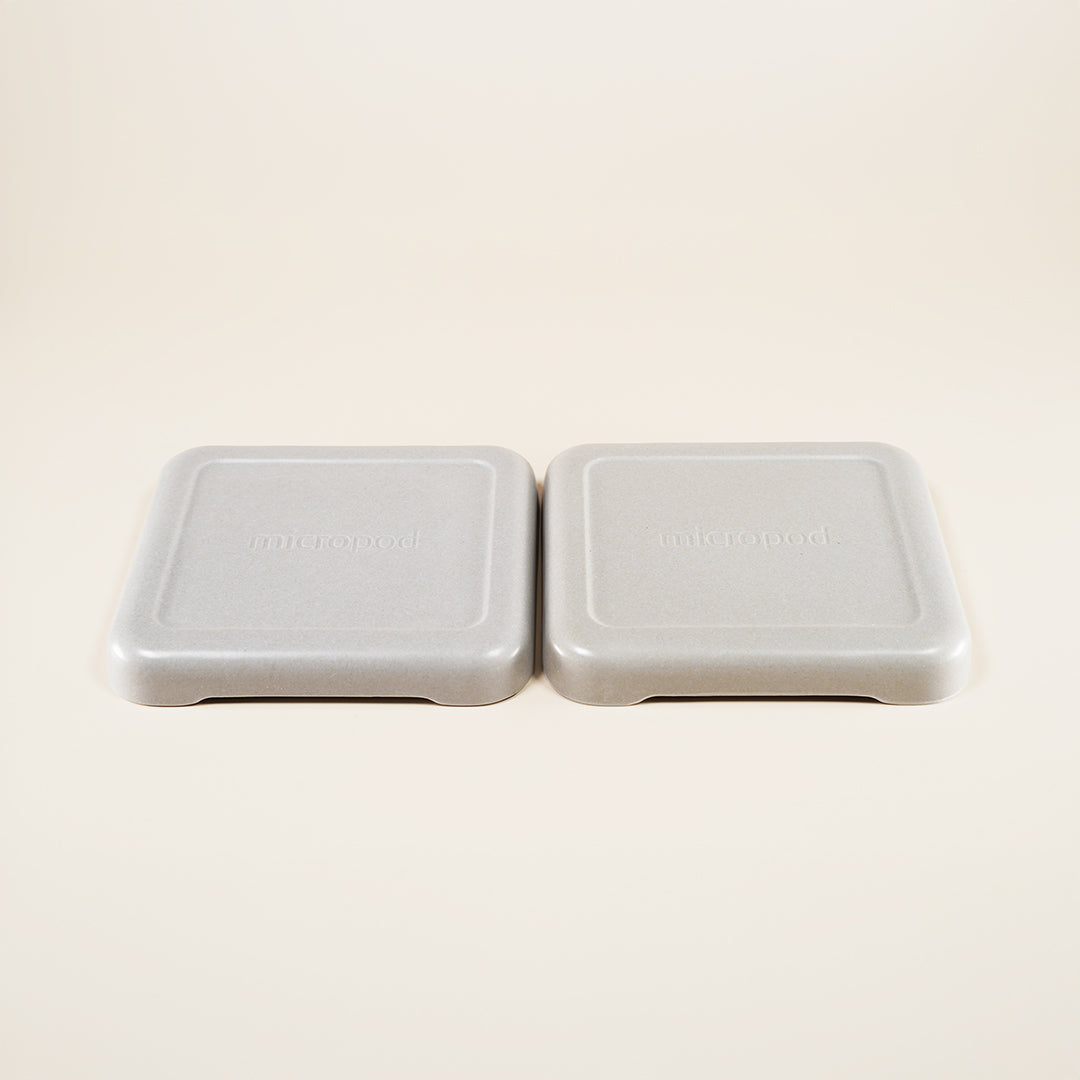 Micropod small lids twin pack in stone colour, designed for the Continuous Grow Kit to cover trays during germination and support microgreens growth with Seed Cube feeding.
